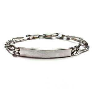 Sterling Silver Figaro ID Bracelet | Unisex